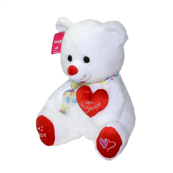 1030B Selay, Yumoş Ayıcık Beyaz 47cm