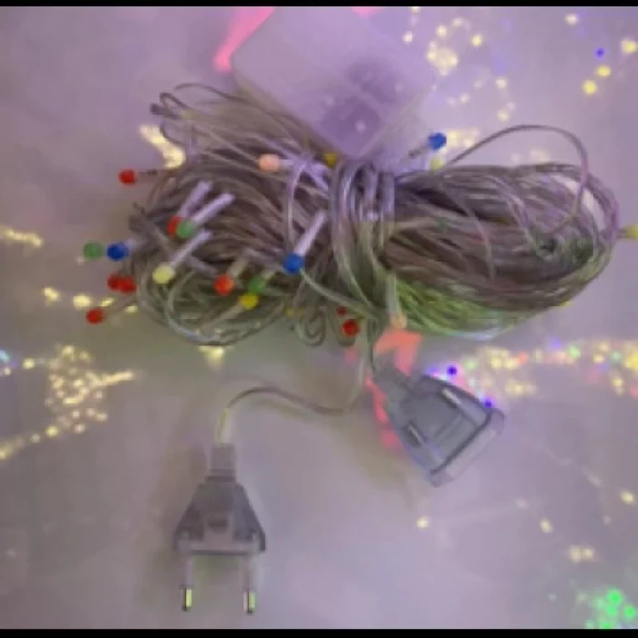 10m 100 LED Damla Uçlu Kırmızı Işık Şeffaf Kablo