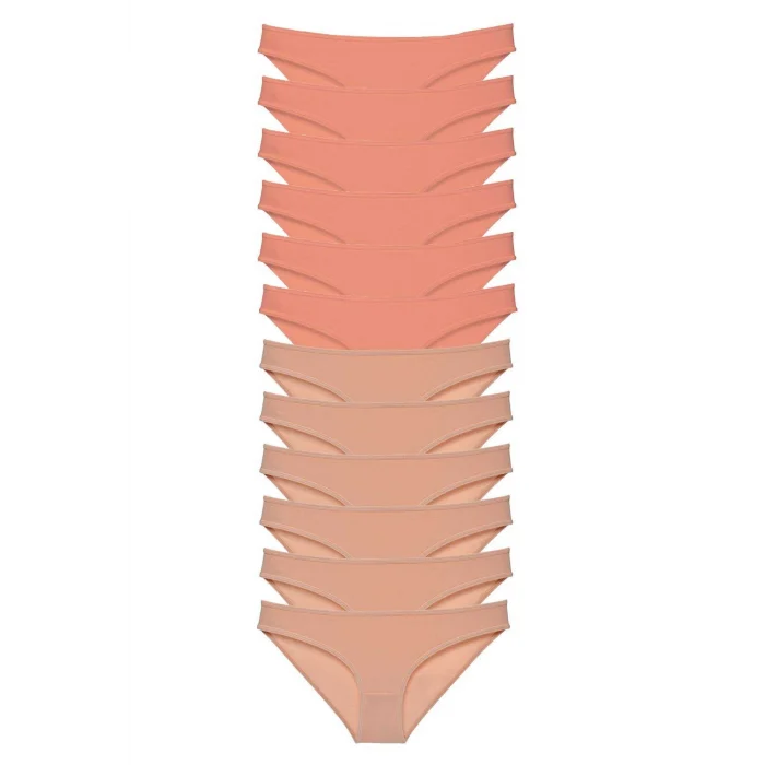 12 adet Süper Eko Set Likralı Kadın Slip Külot Pudra Ten