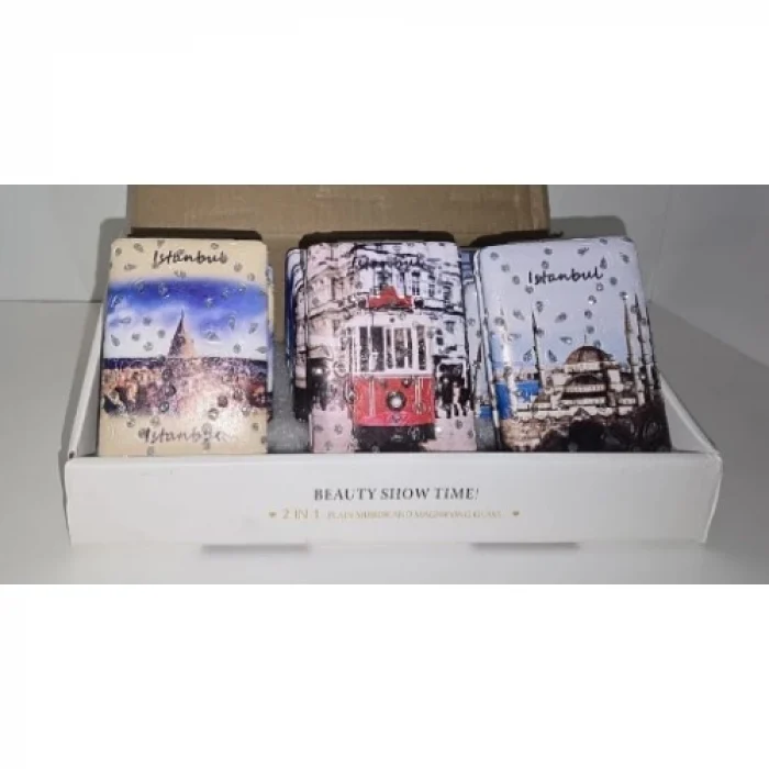 İstanbul Temalı Büyüteçli Dikdörtgen Cep Aynası Seti