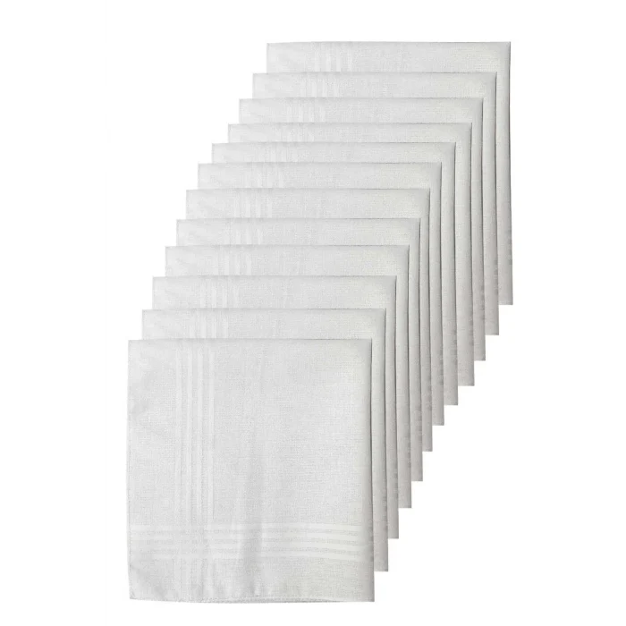 12li Paket Klasik Cep Hediyelik Bayram Mendili %100 Pamuklu 30x30 Cm