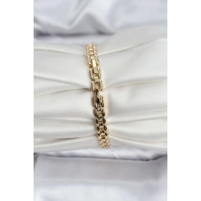 14K Gold Renk Kaplama Zirkon Kare Taşlı CM Kadın Bileklik