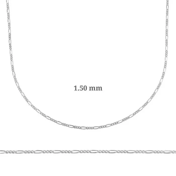 Luz&Pos 1.50 Mm Gümüş Figaro Zincir - 0.40 Mikron