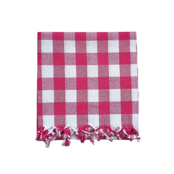 150x150 Cm Kareli Yer Sofra Bezi Piknik Masa Örtüsü Saçaklı