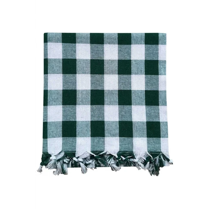 150x150 Cm Kareli Yer Sofra Bezi Piknik Masa Örtüsü Saçaklı