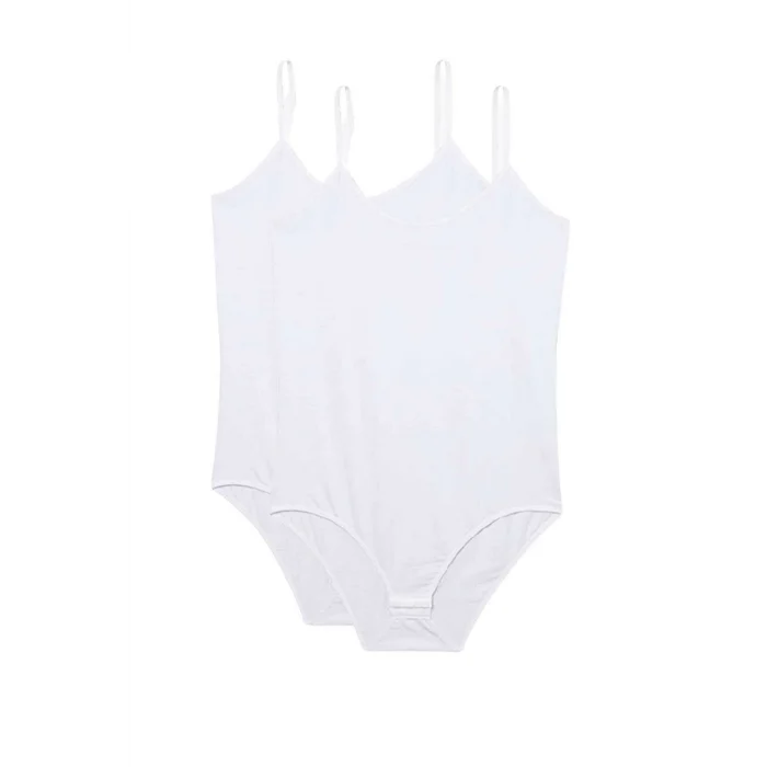 2 Adet İp Askılı Kadın Çıtçıtlı Body Beyaz