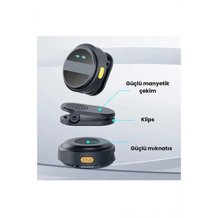 2 Adet Profesyonel Kablosuz Yaka Mikrofonu Lighting Uyumlu Manyetik Klipsli