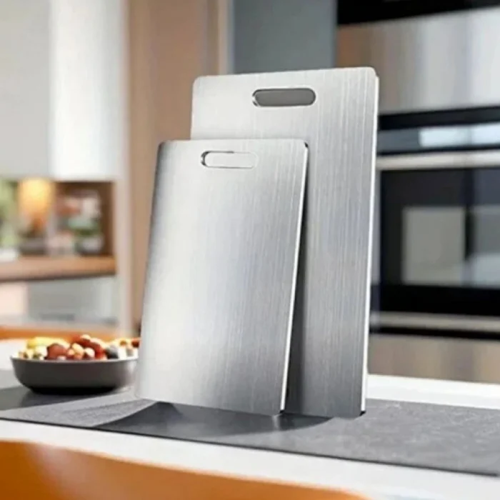 2 Boy Paslanmaz Çelik Leke Tutmaz,kırılmaz,antibakteriyel,elde Ve Bulaşık Makinesinde Yıkanabilen Meyve,sebze,et,tavuk Kesim Panosu