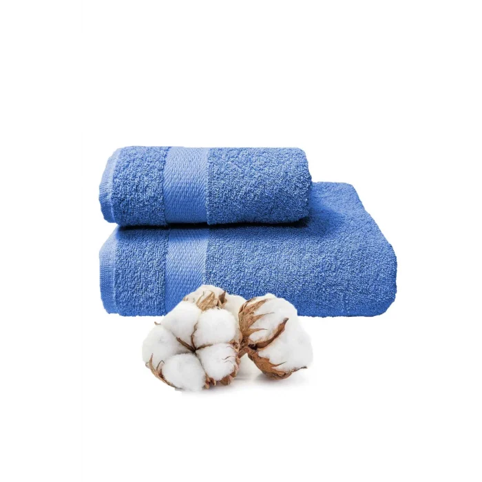 2 li Banyo Havlu Takımı &#37;100 Pamuklu Dry Mavi