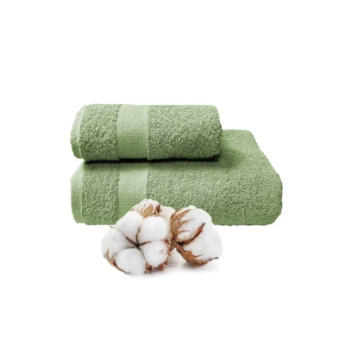 2 li Banyo Havlu Takımı &#37;100 Pamuklu Dry Yeşil