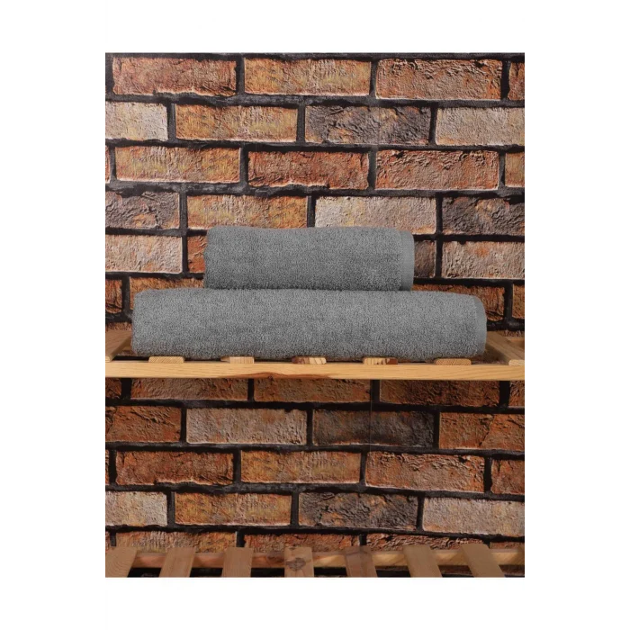 2 Parça &#37;100 Pamuklu Soft Lüx Banyo Havlu Seti Gri