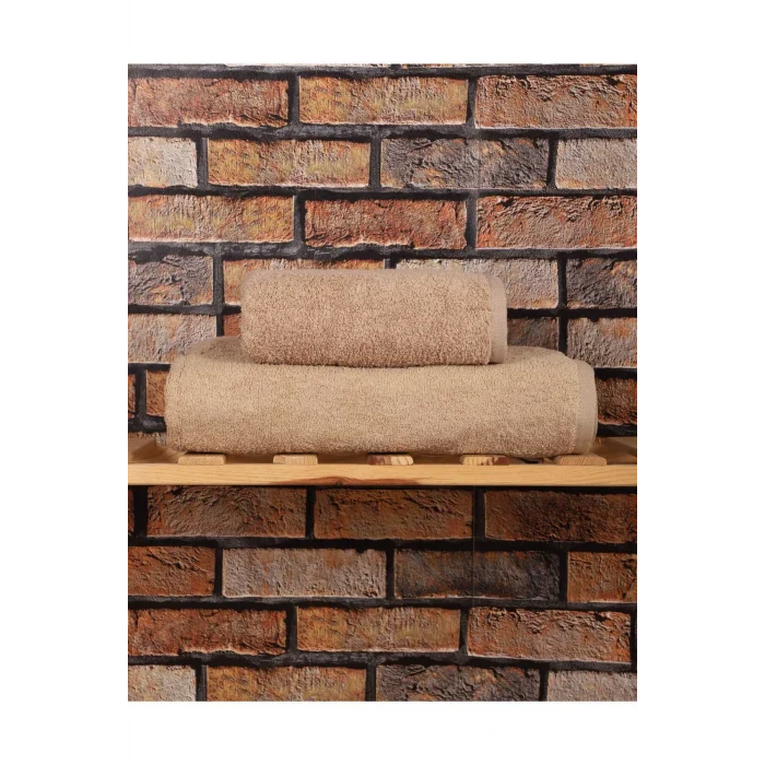 2 Parça &#37;100 Pamuklu Soft Lüx Banyo Havlu Seti Kahve