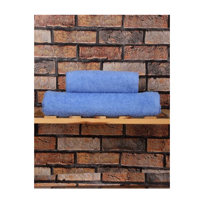 2 Parça &#37;100 Pamuklu Soft Lüx Banyo Havlu Seti Mavi