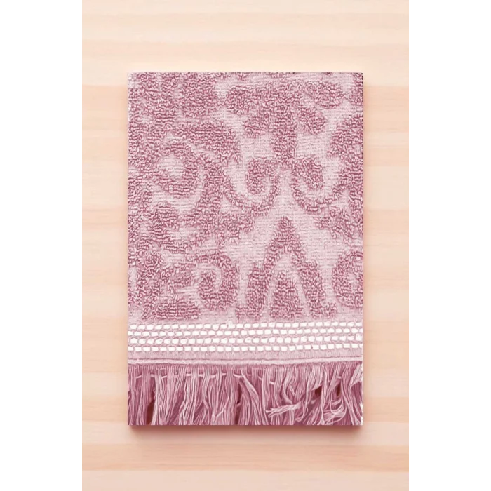 2 Parça Jakarlı Banyo Havlu Takımı %100 Pamuklu 90x150 Cm Arden Pembe