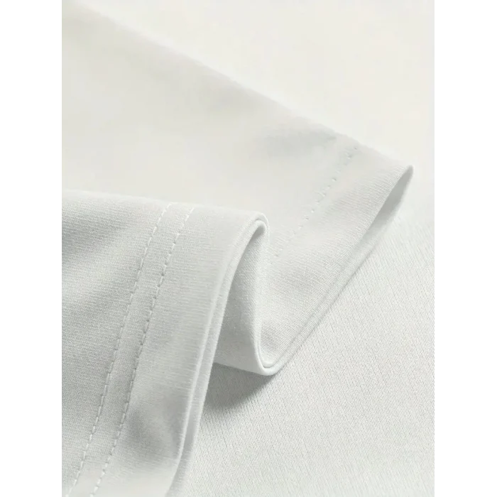 20/1 Penye Compack Ön Arka Ejder Baskılı Oversize Bisiklet Yaka T-shirt - Beyaz