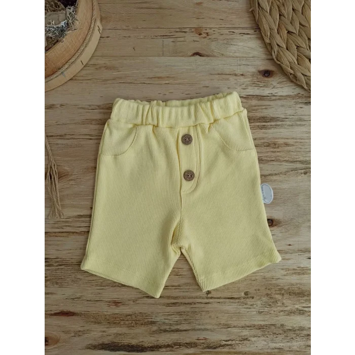 Luz&Pos 3-6 6-9 9-12 Ay Ananas Baskılı Şort Tişört 2 Li Kız Erkek Bebek Takımı Sarı