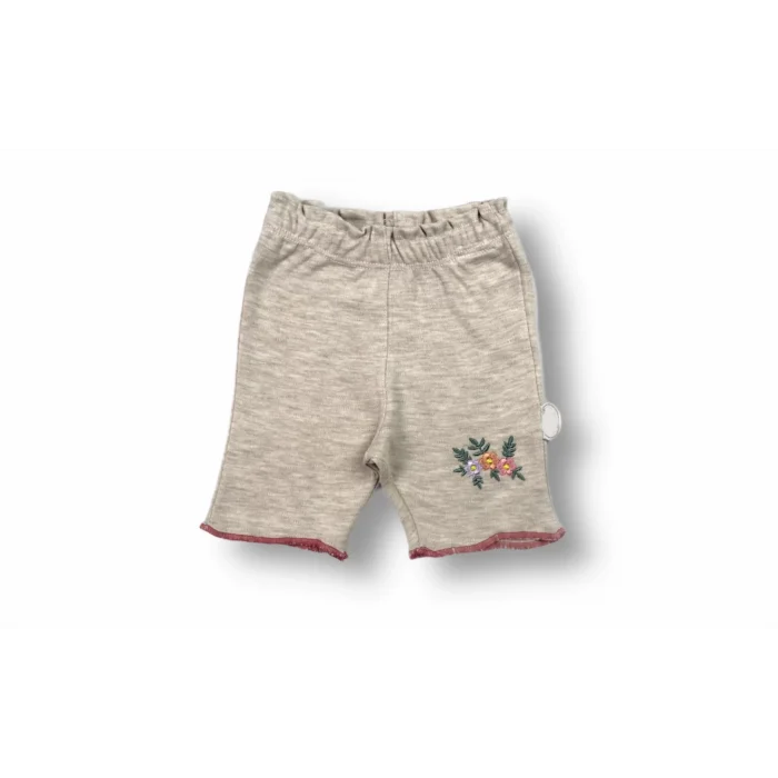 Luz&Pos 3-6 6-9 9-12 Ay Melek Kız Nakışlı Bandanalı Kısa Kollu Sweatli Şortlu 3lü Kız Bebek Takımı Nar Çiçeği