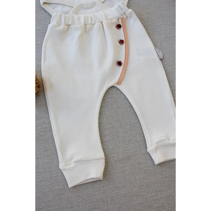 Luz&Pos 3-6 6-9 9-12 Ay Şarkıcı Kuşlar Nakışlı Bandanalı Uzun Kollu Zıbınlı 3lü Kız Bebek Takımı Ekru