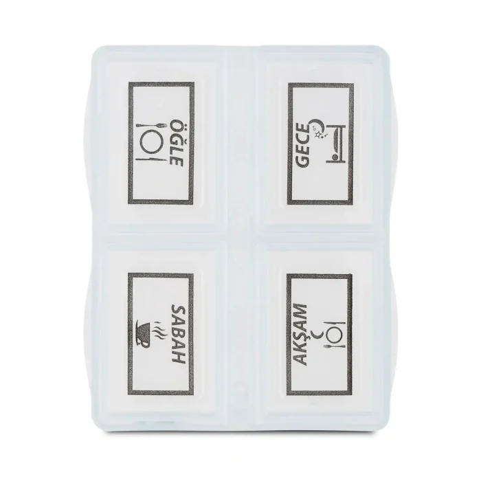 3 Adet - 4 Bölmeli Günlük İlaç Saklama Kutusu