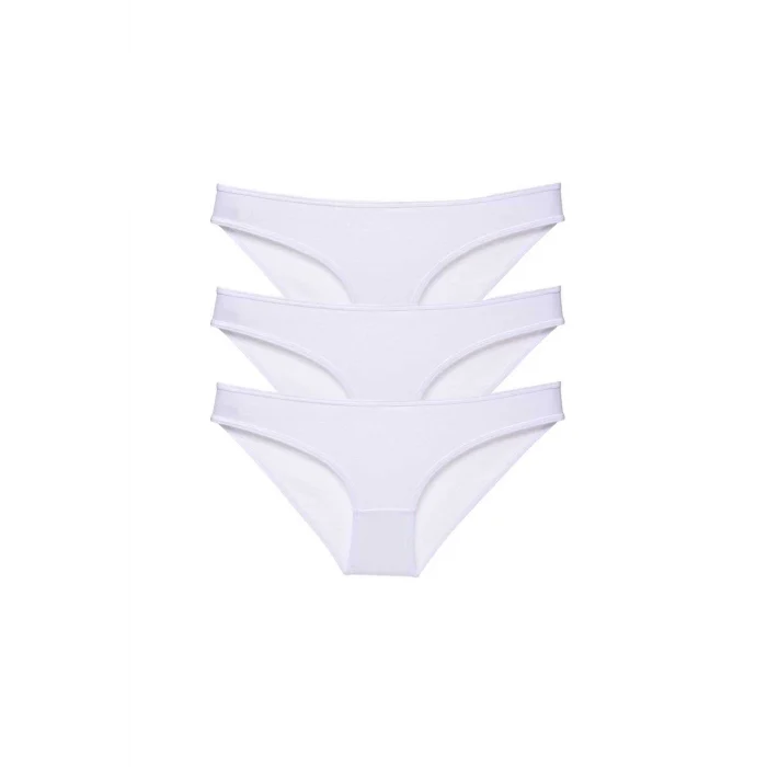 3 adet Süper Eko Set Likralı Kadın Slip Külot Beyaz
