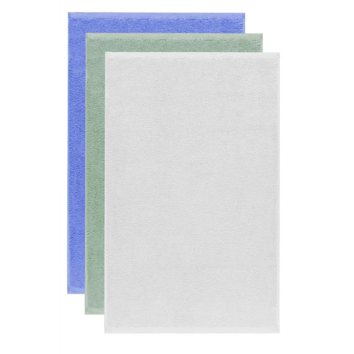3 lü Düz Renk El Yüz Havlu Seti &#37;100 Pamuklu 50x90 Cm Mavi-Yeşil-Beyaz