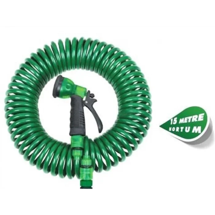 30 Metre Spiral Hortum + 4 Fonksiyonlu Özel Sulama Tabancası