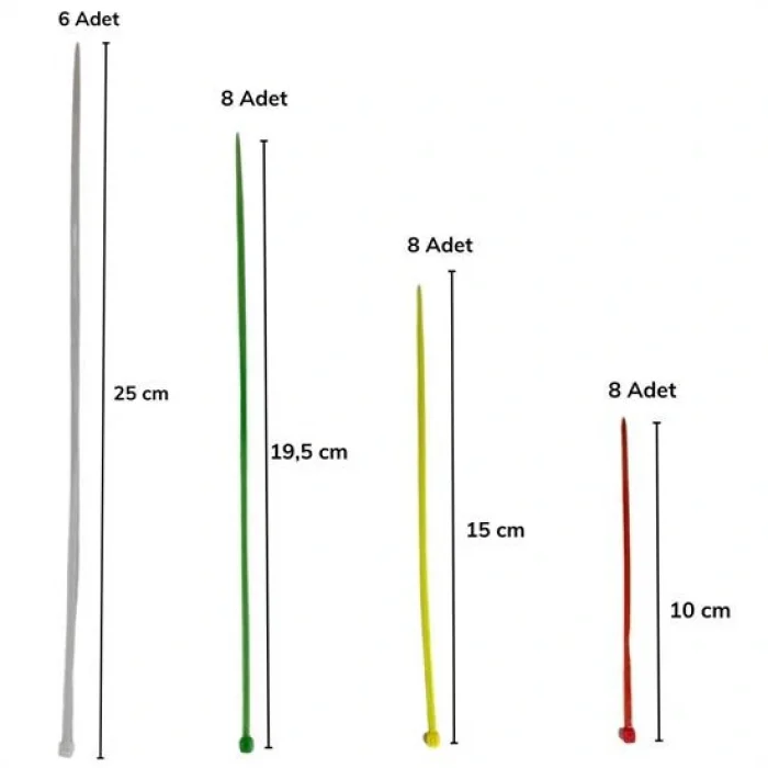 30 Parça Plastik Kablo Kelepçe Seti Kablo Düzenleyici Bağlama Bantları