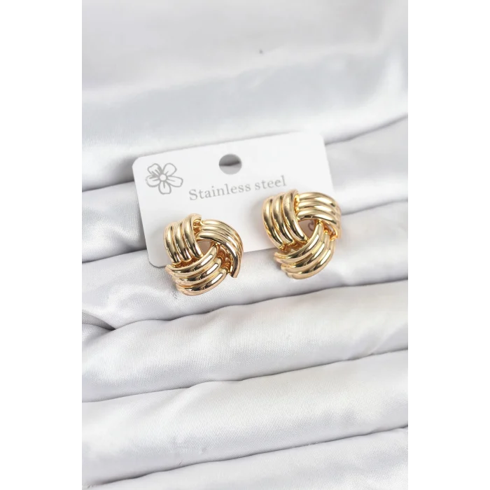 316L Çelik Gold Renk Sarmal Model Kadın Küpe