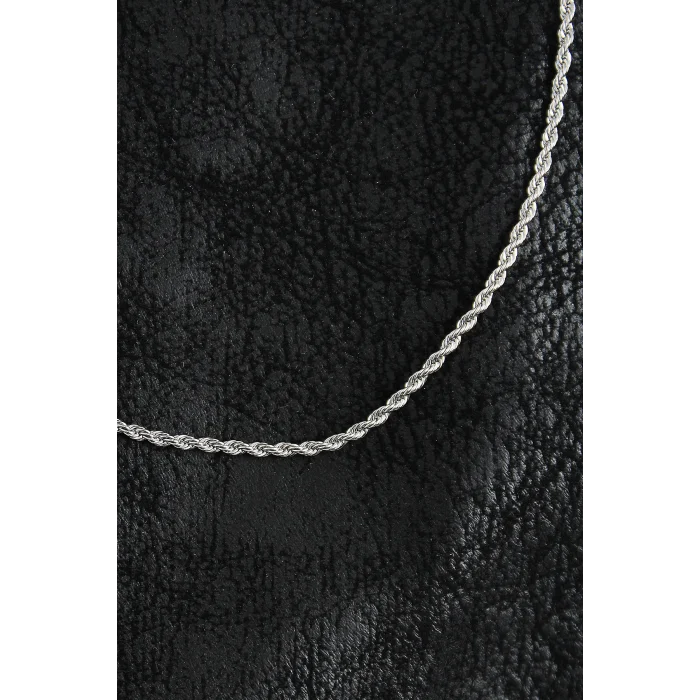 316L Çelik Halat Zincir Model Gümüş Renk Erkek Kolye