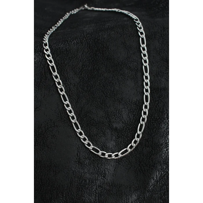 316L Çelik Kalın Figaro Zincir Model Gümüş Renk Erkek Kolye