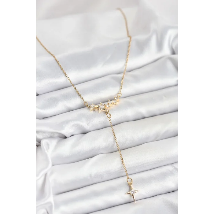 316L Çelik Zincir Gold Renk Yıldız Model Y Kadın Kolye