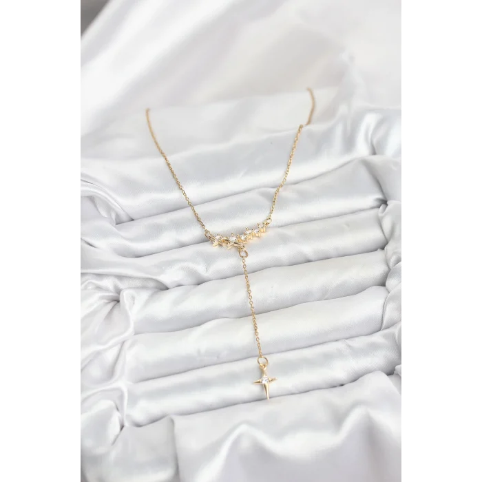 316L Çelik Zincir Gold Renk Yıldız Model Y Kadın Kolye
