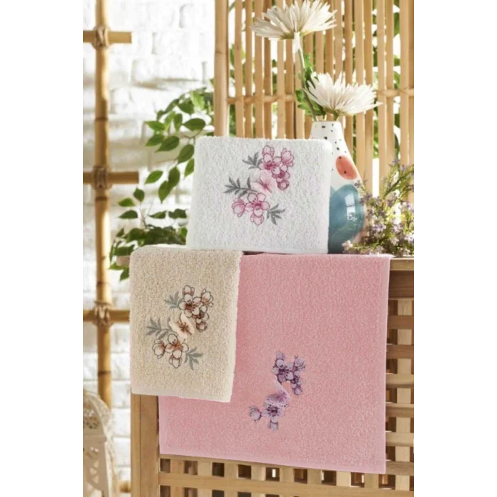 3lü Lüks &#37;100 Pamuklu Mutfak Havlusu Seti 3D Kelebek Aplikeli 30x50 Cm