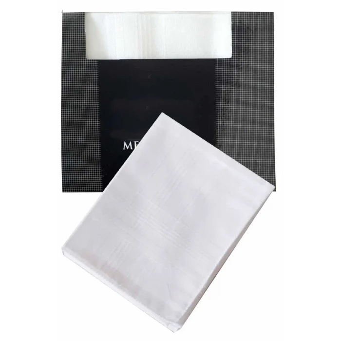 3’lü Özel Paket Premium Erkek Mendil Seti  %100 Pamuk 42x42 cm Beyaz