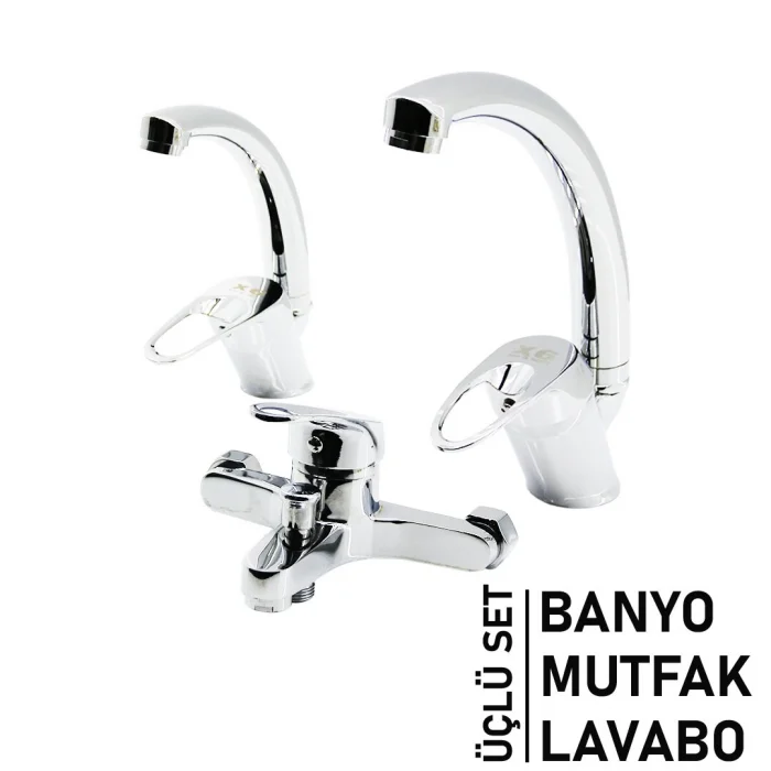 3lü Set   Banyo - Evye Mutfak - Lavabo   Aç Kapa  Mix Batarya Musluk