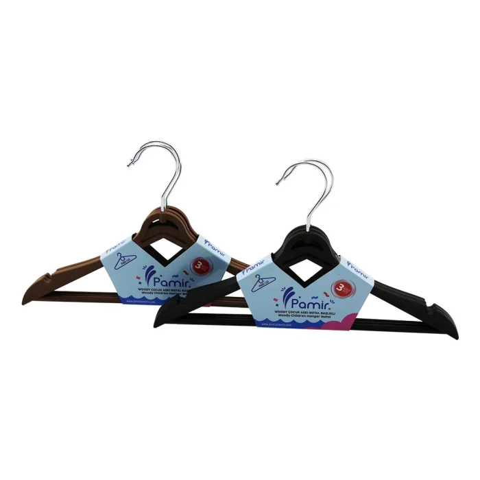 3pcs  Plastik Çocuk Elbise Askısı  Metal Başlıklı