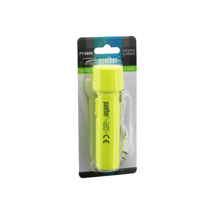 3w   Usb Şarjlı   Mini  El Feneri  2 Mod Işık - Max: 500 Lumen - 500 Mah Pil Pt-6899
