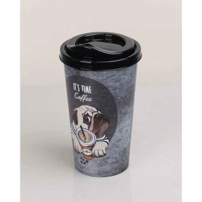 4 Adet Kahve Bardağı - Kapaklı Desenli 400ml