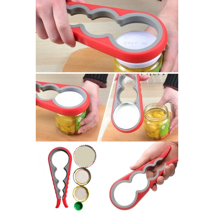 4 Fonksiyonlu Plastik -silikon Şişe Kavanoz Kapağı Açma Aparatı