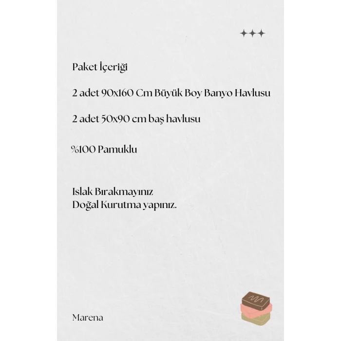 4 Parça Büyük Boy Banyo Havlu Takımı &#37;100 Pamuklu Marena Antrasit Mürdüm