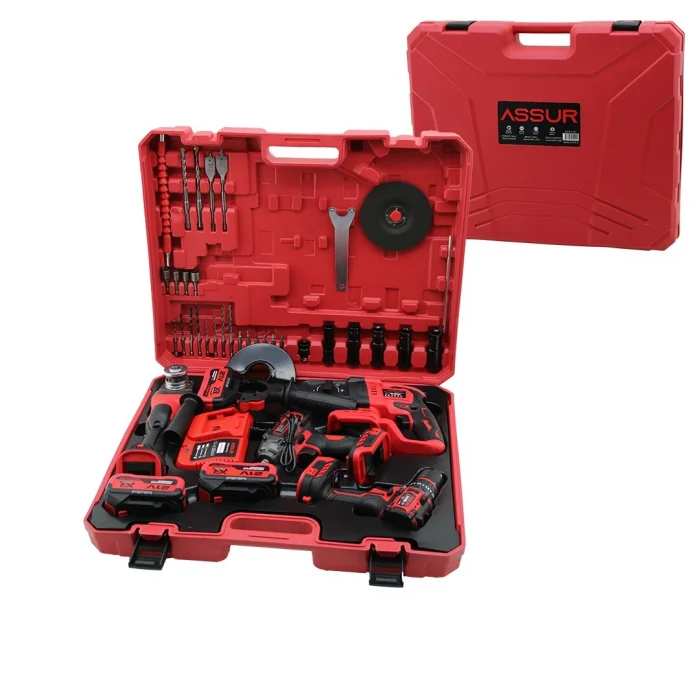 4pcs Usta Elektrikli Alet Seti Şarjlı=21v Matkap - Vidalama - Spral Taşlama - Somun Plastik Çantalı Asr-1122