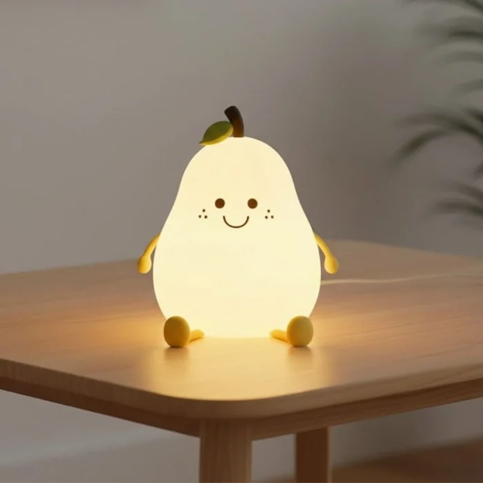 5 Farklı Renk Modlu Armut Figürlü Pofuduk Led Gece Lambası–yumuşak Dokulu Çocuk Odası Ve Dekoratif Şarjlı Ortam Işığı