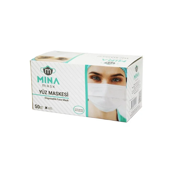 50pcs Beyaz Cerrahi Yüz Maskesi