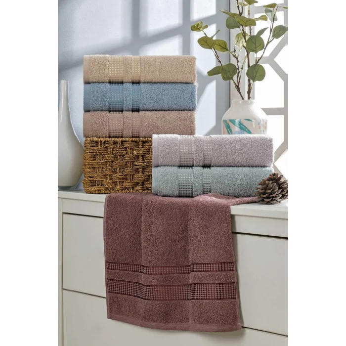 6 lI El Yüz Havlu Seti &#37;100 Pamuklu Star 50x85 Cm