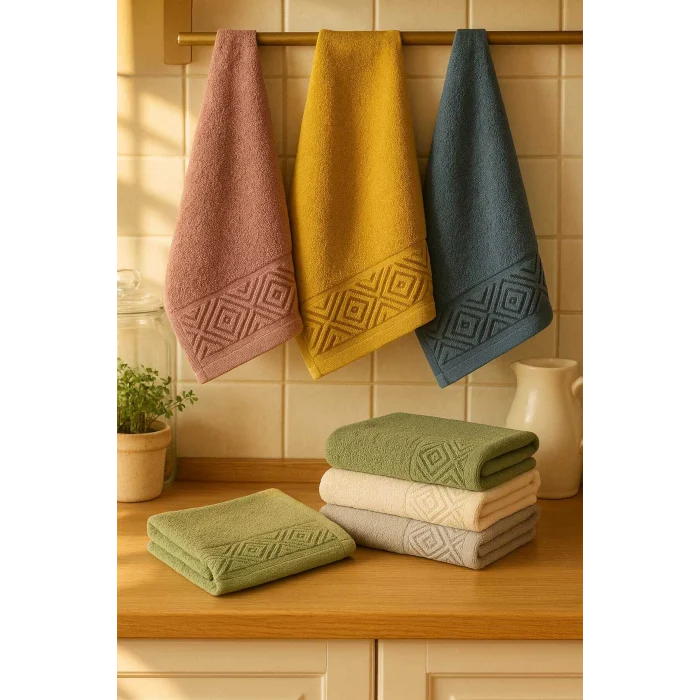 6 Parça Mutfak Havlusu Seti &#37;100 Pamuklu Baklava