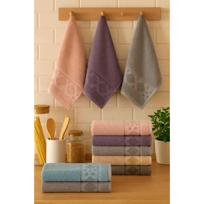 6 Parça Mutfak Havlusu Seti %100 Pamuklu Carla