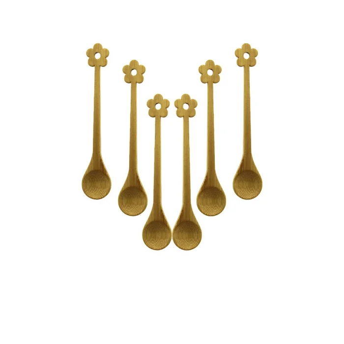 6 Pcs   Mini   Bambu Ahşap Kaşık   14.5cm