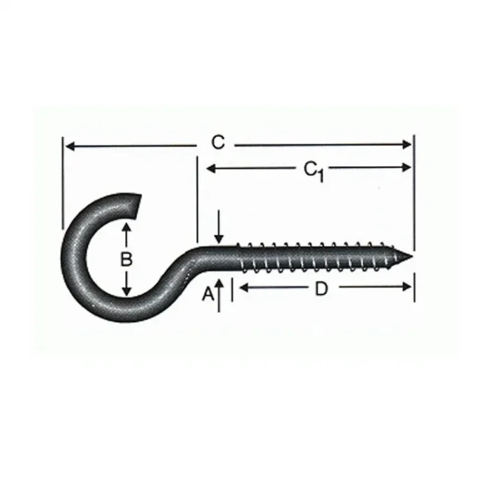 Açık Piton, Kanca, Çengel 20x80 - 144 Adet