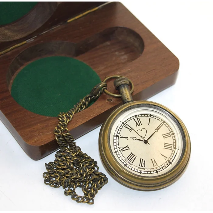 Ahşap Kutulu Pirinç Köstekli Saat Model 5