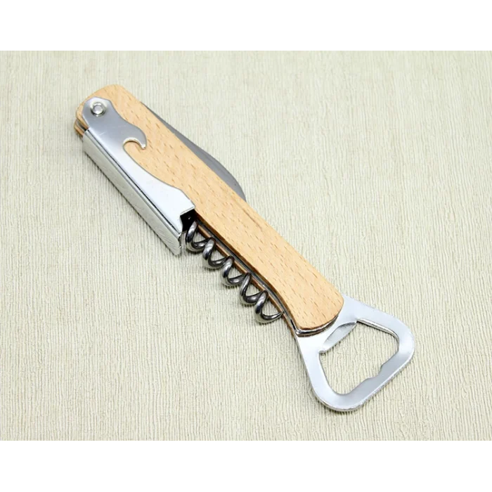 Ahşap Paslanmaz Çelik Tirbuşon Açacak